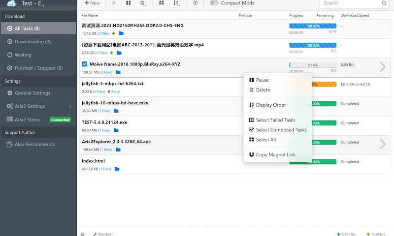 批量提交BT种子到Aria2下载  
